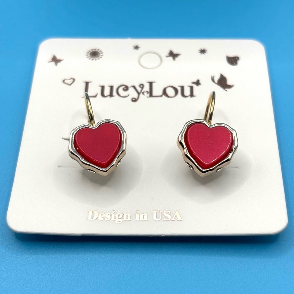Red and‎ Gold Heart Earrings